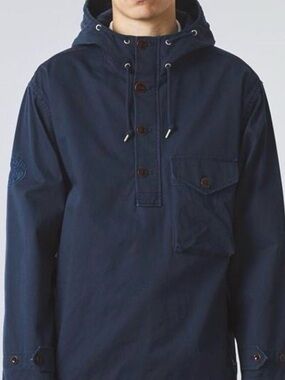 Pretty Green Navy Hooded Military Pullover Jacket Sz M
